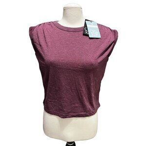 Chaser NWT Rolled Sleeve Crewneck Sleevess Tank TShirt Sz Small Womens Burgundy